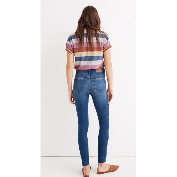 Madewell 10" High-Rise Skinny Jeans Exposed Button Front Cotton Denim Hanna Wash - Picture 3 of 10